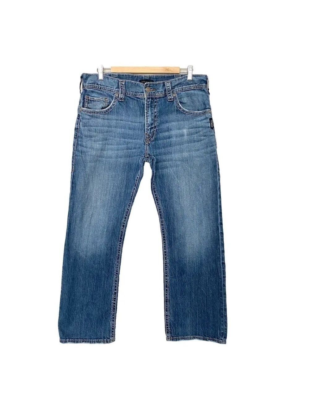 Silver Jeans ZAC Relaxed Fit Straight Leg Mens Sz 34x30 Thick Stitching!